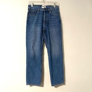 Rouje Paris Marais Denim Jeans Indigo Blue High Waist Button Fly Straight Leg 27